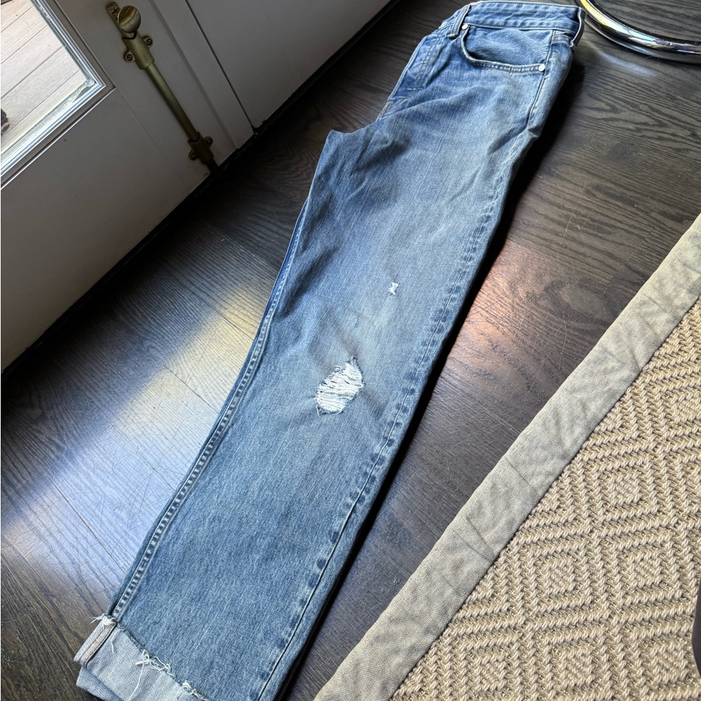 Rag & Bone distressed MAYA med Blue relaxed straight cuffed
